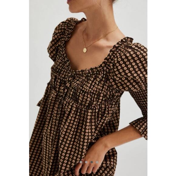 Free People Black and Cream Mini Dress - Picture 3 of 13